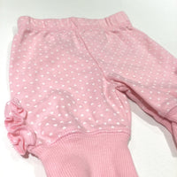 Pink & White Hearts Frill Detail Tracksuit Bottoms - Girls Newborn