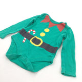 Elf Green Christmas Long Sleeve Bodysuit - Boys/Girls 6-9 Months