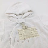 'Cosy & Cotton' White Velour Wrap Around Velour Footless Pramsuit with Hood - Boys/Girls Newborn