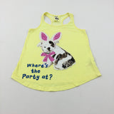 'Where's The Party At?' Dog Yellow Vest Top - Girls 9-10 Years