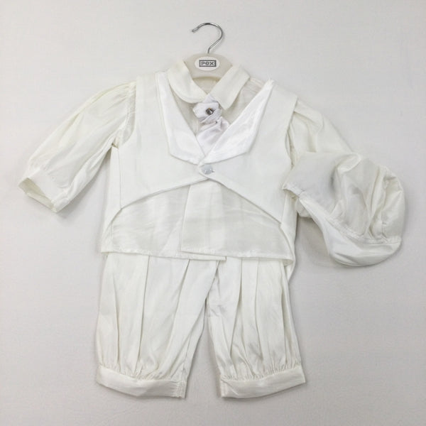 **NEW** White Toby Suit, Including Hat, Shirt, Tie Waistcoat & Trousers - Boys 9-12 Months
