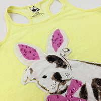 'Where's The Party At?' Dog Yellow Vest Top - Girls 9-10 Years