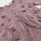 Flowers Embroidered Pink Cardigan - Girls 9-10 Years