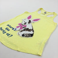 'Where's The Party At?' Dog Yellow Vest Top - Girls 9-10 Years