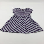 Grey Striped Cotton Short Sleeve Dress - Girls 9-10 Years