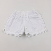 White Cotton School Sports Shorts - Boys/Girls 6-7 Years