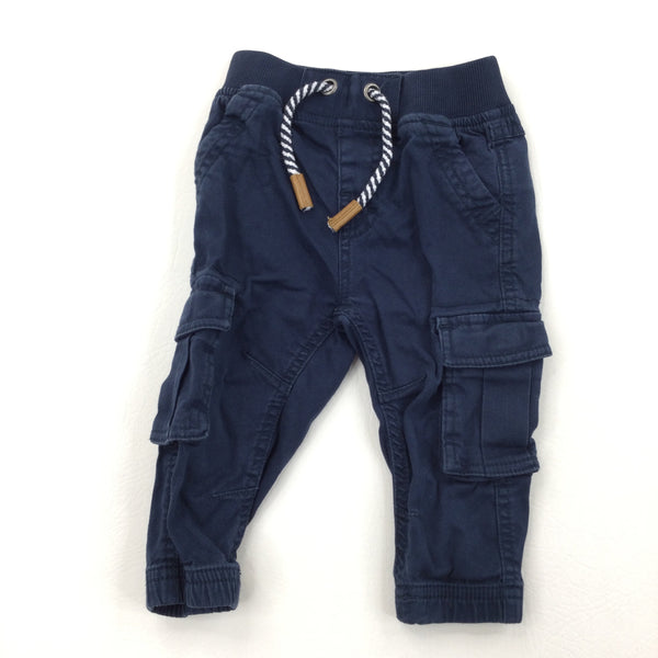 Navy Trousers with Side Pockets - Boys 6-9 Months