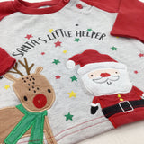 'Santa's Little Helper' Rudolph Reindeer Appliqued Red & Grey Long Sleeve Christmas Top - Boys 6-9 Months