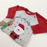 'Santa's Little Helper' Rudolph Reindeer Appliqued Red & Grey Long Sleeve Christmas Top - Boys 6-9 Months