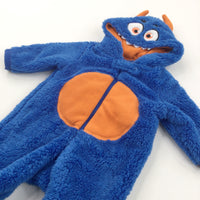 Monster Blue & Orange Fluffy Fleece Onesie - Boys Newborn