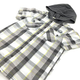 Black, Yellow & White Checked Cotton Shirt with Jersey Hood - Boys 9-10 Years