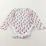 Father Christmas & Presents Red & White Long Sleeve Bodysuit - Boys/Girls 9-12 Months