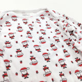 Father Christmas & Presents Red & White Long Sleeve Bodysuit - Boys/Girls 9-12 Months