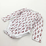 Father Christmas & Presents Red & White Long Sleeve Bodysuit - Boys/Girls 9-12 Months