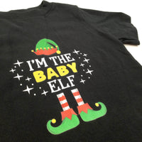 'I'm The Baby Elf' Black Christmas T-Shirt - Boys/Girls 3 Years