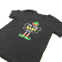 'I'm The Baby Elf' Black Christmas T-Shirt - Boys/Girls 3 Years