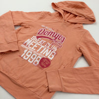 'Domyos Great Club Meeting' Peach Lightweight Hoodie Sweatshirt - Girls 10 Years