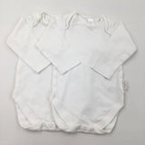 2 Pack White Long Sleeve Bodysuits - Girls 9-12 Months