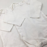 2 Pack White Long Sleeve Bodysuits - Girls 9-12 Months