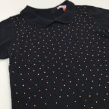 Rose Gold Diamontes Black Knitted Blouse - Girls 11-12 Years