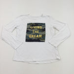 'Living The Dream' White Camo Long Sleeve Top - Girls 10-11 Years