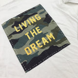 'Living The Dream' White Camo Long Sleeve Top - Girls 10-11 Years