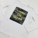 'Living The Dream' White Camo Long Sleeve Top - Girls 10-11 Years