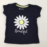 'Beautiful' Navy T-Shirt - Girls 9-12 Months
