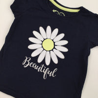 'Beautiful' Navy T-Shirt - Girls 9-12 Months