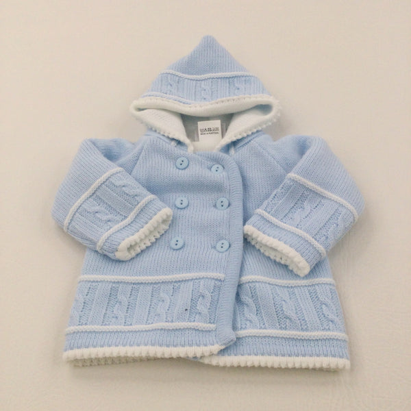 Blue & White Knitted Jumper - Boys 0-3 Month