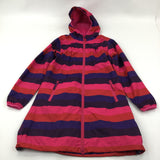 Pink, Purple & Red Striped Lightweight Long Showerproof Jacket with Hood - Girls 11-12 Years