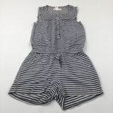 Slate Blue & White Cotton Playsuit - Girls 11-12 Years