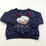 'Looking Pud' Sequins Christmas Pudding Navy Sweatshirt - Girls 5 Years