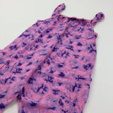 Frill Detail Patterned Pink & Purple Viscose Jumpsuit - Girls 9-10 Years