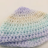 Lilac, Cream & Blue Mottled Handknitted Hat - Boys/Girls 0-3 Months