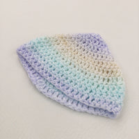 Lilac, Cream & Blue Mottled Handknitted Hat - Boys/Girls 0-3 Months