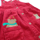 Teddy Bears Embroidered Red Cord Christmas Dress - Girls 6-9 Months