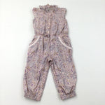 Pink & Purple Pattern Jumpsuit - Girls 9-12 Months