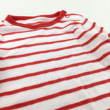 Red & White Striped Long Sleeve Bodysuit - Boys/Girls 6-9 Months