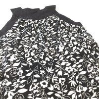 Leaves Black & White Cotton Dress - Girls 18-24 Months