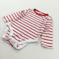 Red & White Striped Long Sleeve Bodysuit - Boys/Girls 6-9 Months