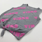 'Vibes' Grey Vest Top - Girls 10-11 Years