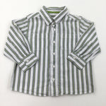 White, Grey & Yellow Stripe Long Sleeve Shirt - Boys 12-18 Months