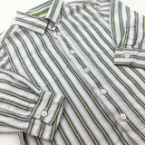 White, Grey & Yellow Stripe Long Sleeve Shirt - Boys 12-18 Months