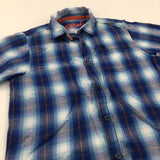 Blue & White Checked Cotton Shirt - Boys 9-10 Years