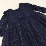 Navy & Silver Check Dress - Girls 6-9 Months