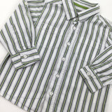 White, Grey & Yellow Stripe Long Sleeve Shirt - Boys 12-18 Months