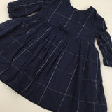 Navy & Silver Check Dress - Girls 6-9 Months