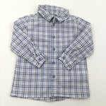 Blue & White Check Long Sleeve Shirt - Boys 12-18 Months