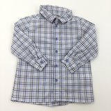 Blue & White Check Long Sleeve Shirt - Boys 12-18 Months